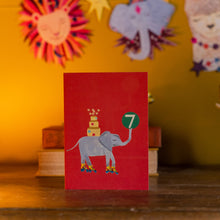 Load image into Gallery viewer, Age 7 Magical Party Elephant Children&#39;s Birthday Greetings Card
