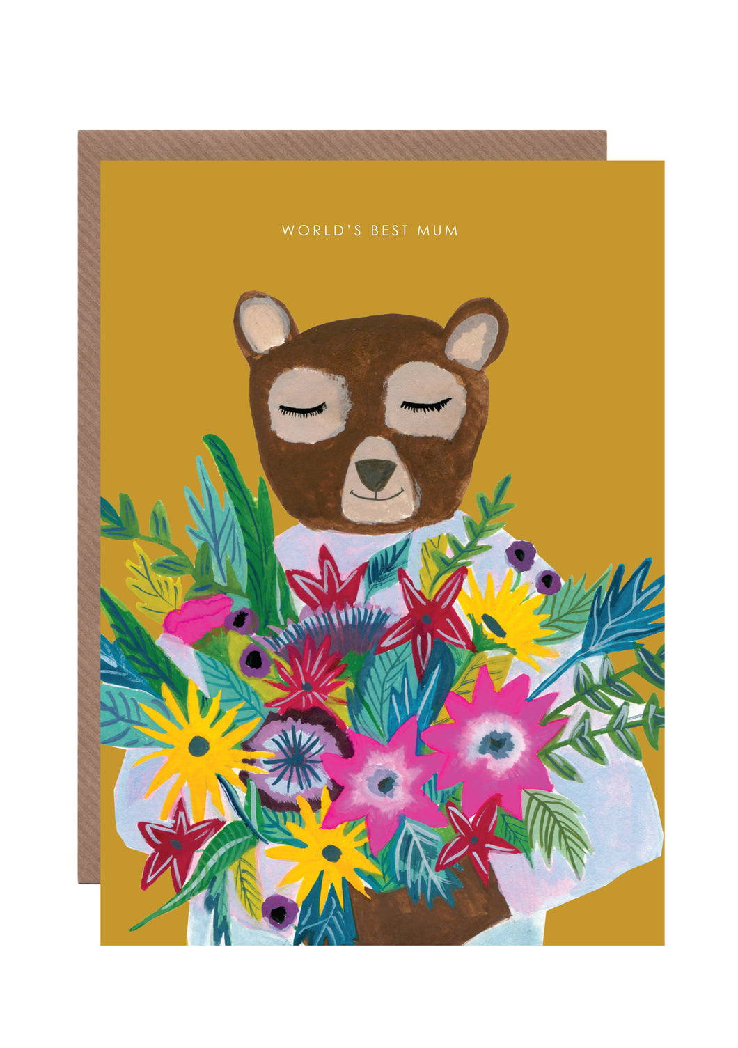 Mum Bear with Flowers Greetings Card