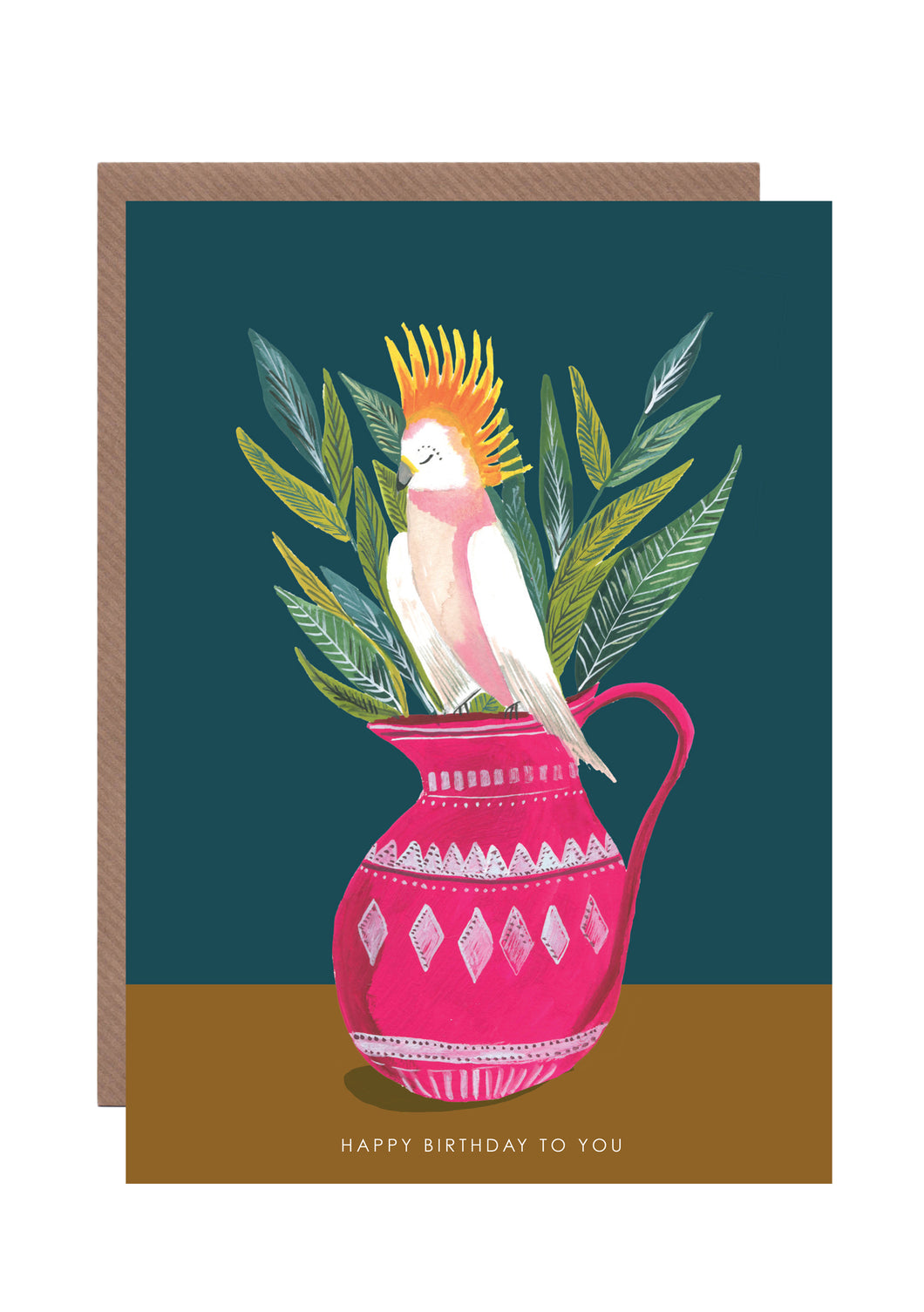 Botanical Cockatoo Birthday Greetings Card