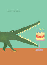 Load image into Gallery viewer, Crocodile With Cake Birthday Greetings Card

