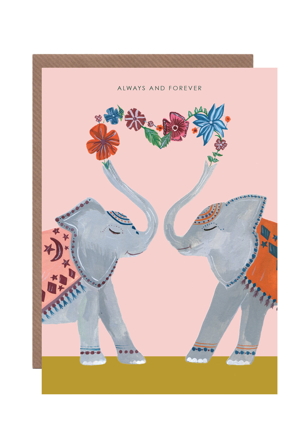 Floral Elephant Always and Forever greetings card