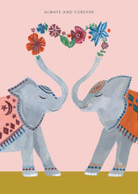 Load image into Gallery viewer, Floral Elephant Always and Forever greetings card
