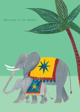Load image into Gallery viewer, Elephant and Child New Baby Greetings Card
