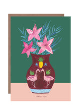 Load image into Gallery viewer, Flamingo Pretty Vase Thank you card
