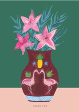 Load image into Gallery viewer, Flamingo Plant Pot Thank you Greetings Card
