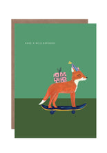Load image into Gallery viewer, Fox on Skateboard birthday card
