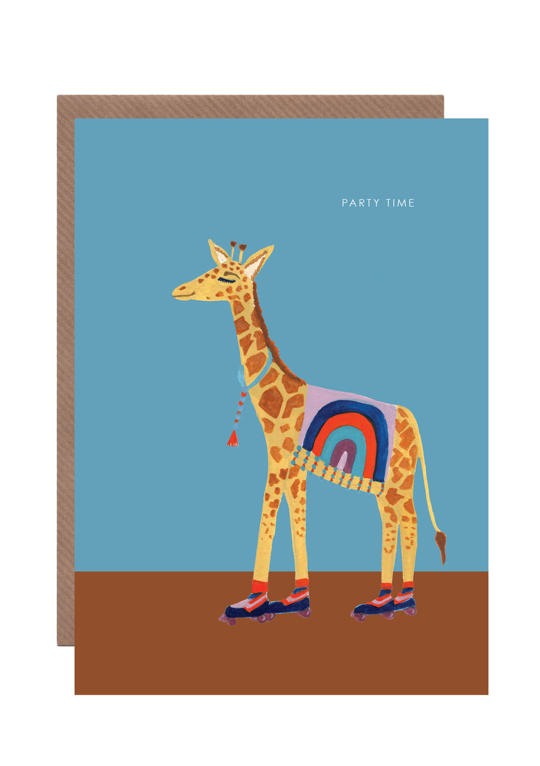 Giraffe On Roller Skates Birthday Greetings Card