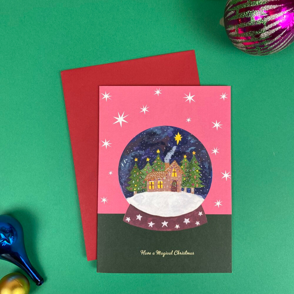 Magical Home Snow Globe Christmas Card