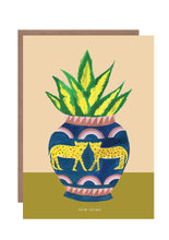 Load image into Gallery viewer, Leopard Plant Pot New Home greetings card

