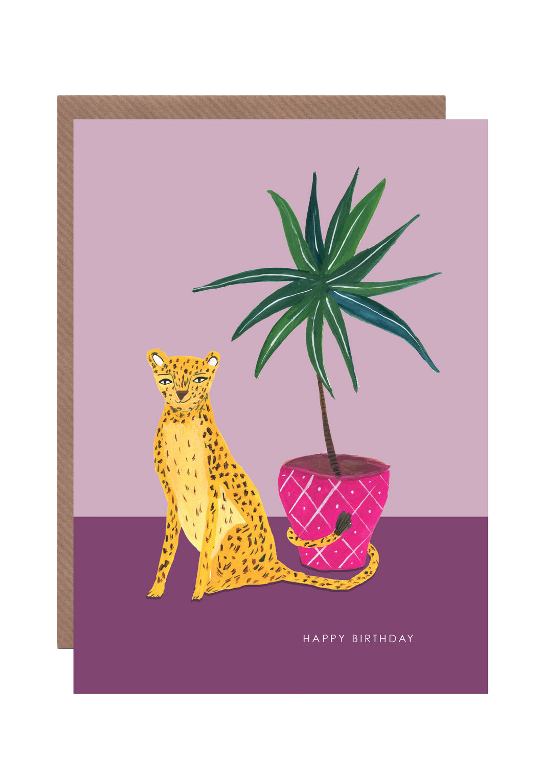 Leopard With Plant Birthday Greetings Card