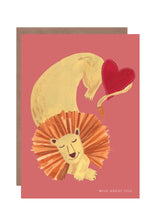 Load image into Gallery viewer, Lion with Heart &quot;Wild About You&quot; Greetings Card
