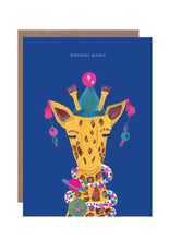 Load image into Gallery viewer, Magic Party Giraffe birthday card
