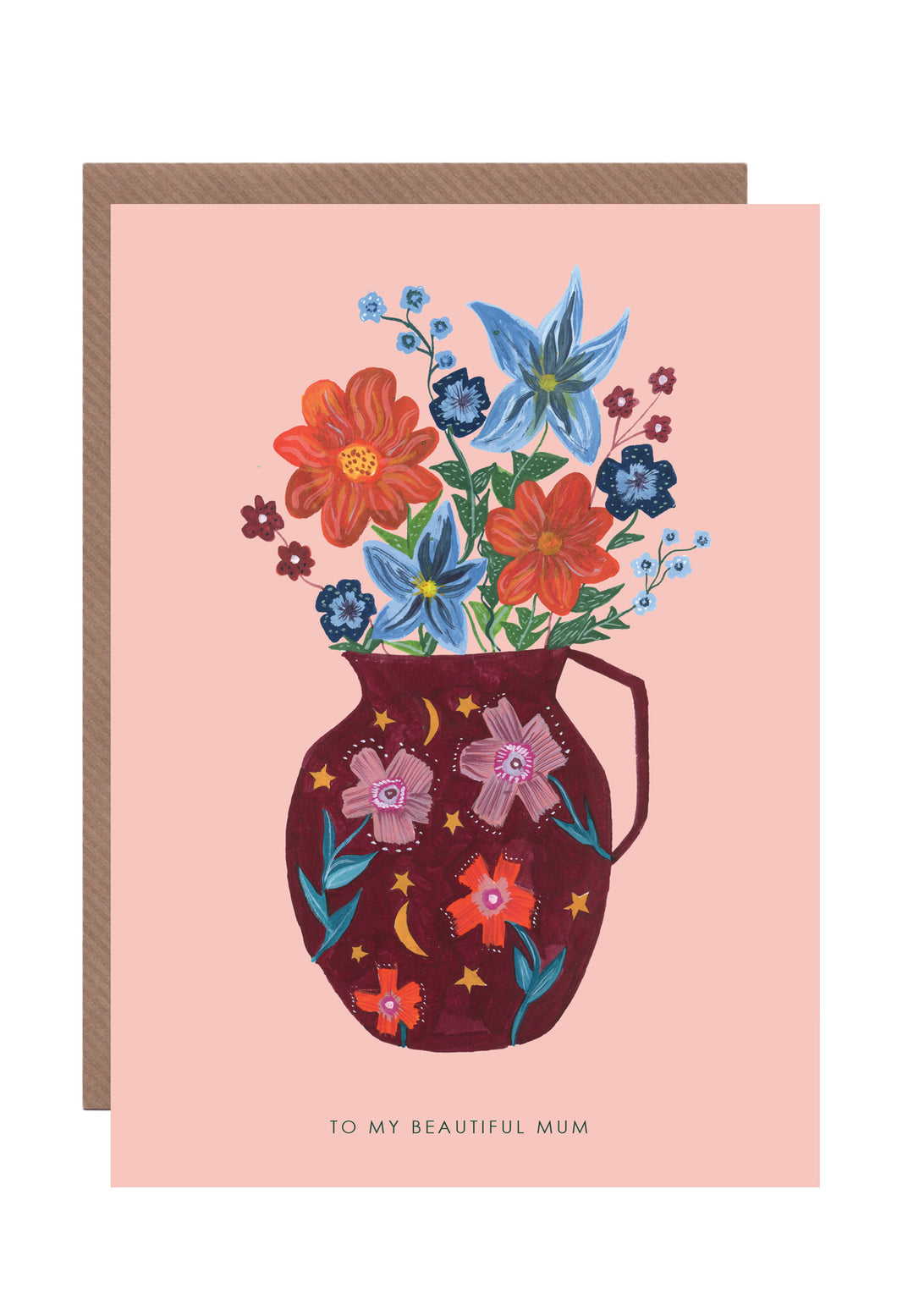 Wonderful Mum Flower Vase greetings card