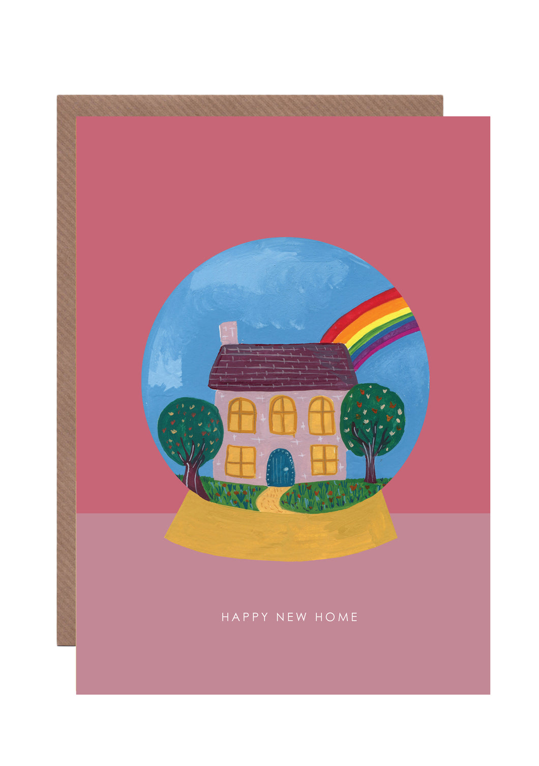 Rainbow New Home Globe greetings card