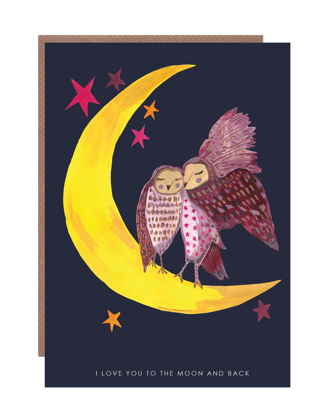 Owls on Moon Greetings Card
