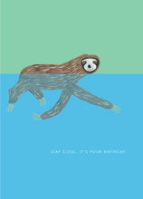 Load image into Gallery viewer, Sloth Swimming birthday card
