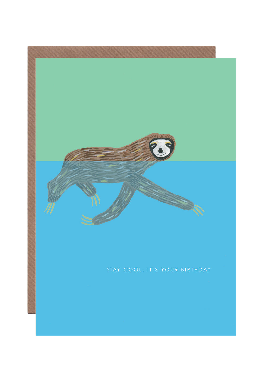 Sloth Swimming birthday card