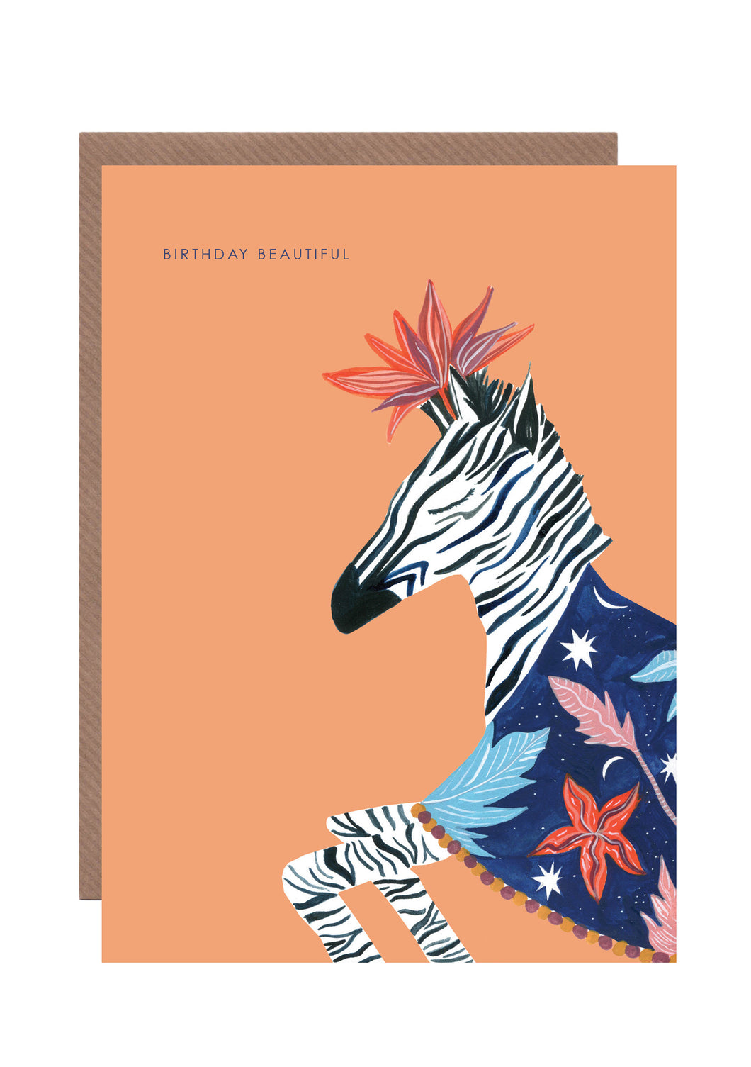 Zebra With Flowers Birthday Greetings Card