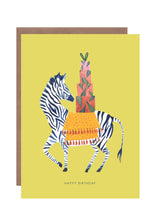Load image into Gallery viewer, Zebra and Present Tower Birthday Greetings Card
