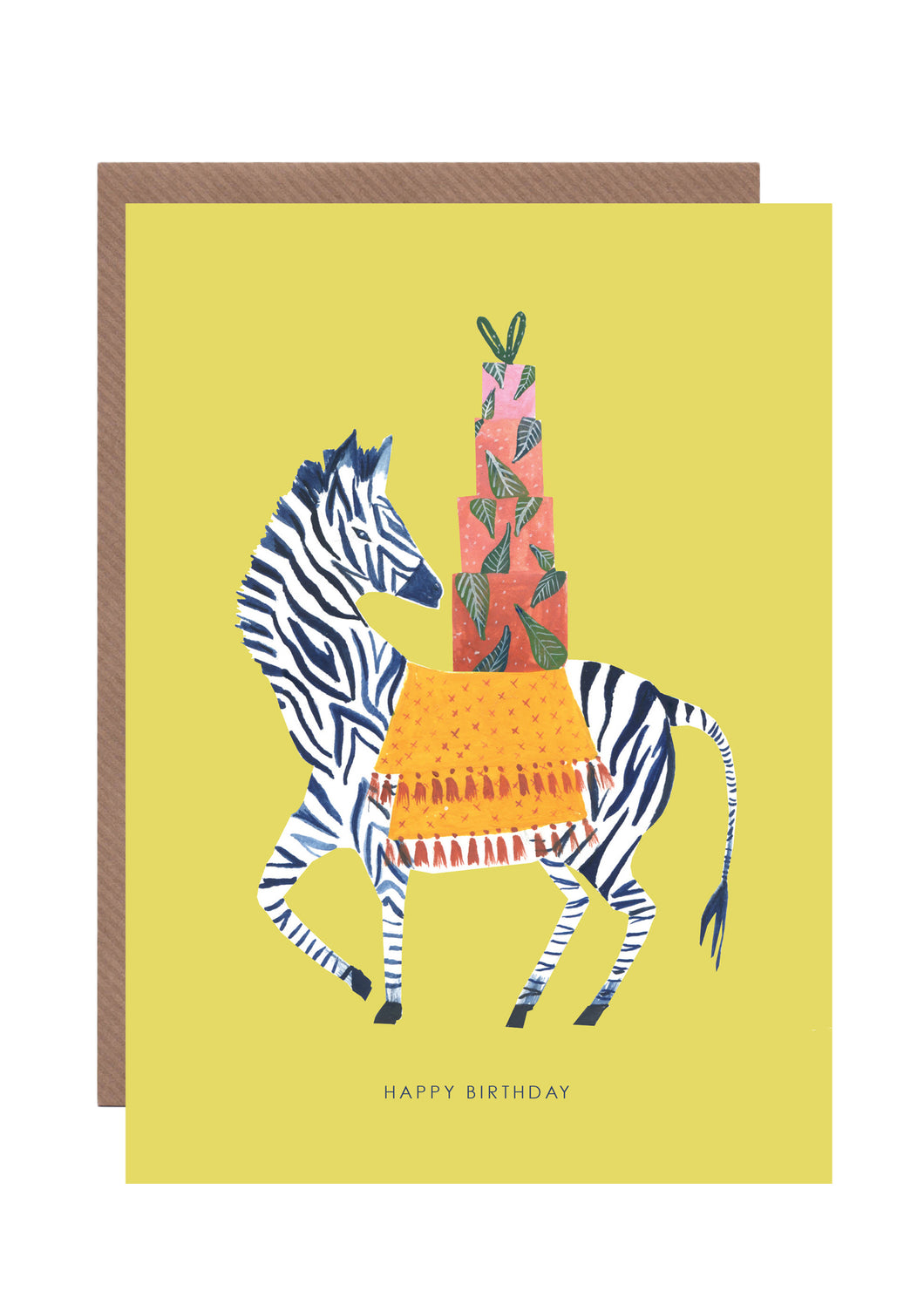 Zebra and Present Tower Birthday Greetings Card