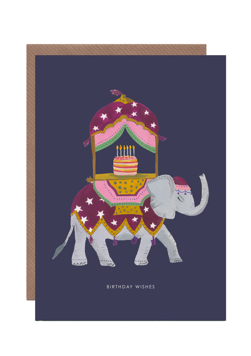 Elephant and Cake Birthday Greetings Card