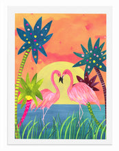 Load image into Gallery viewer, Sunset Flamingos A3 Art Print
