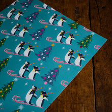 Load image into Gallery viewer, Single Sheet Christmas Penguin Race Gift Wrap (1 Sheet)
