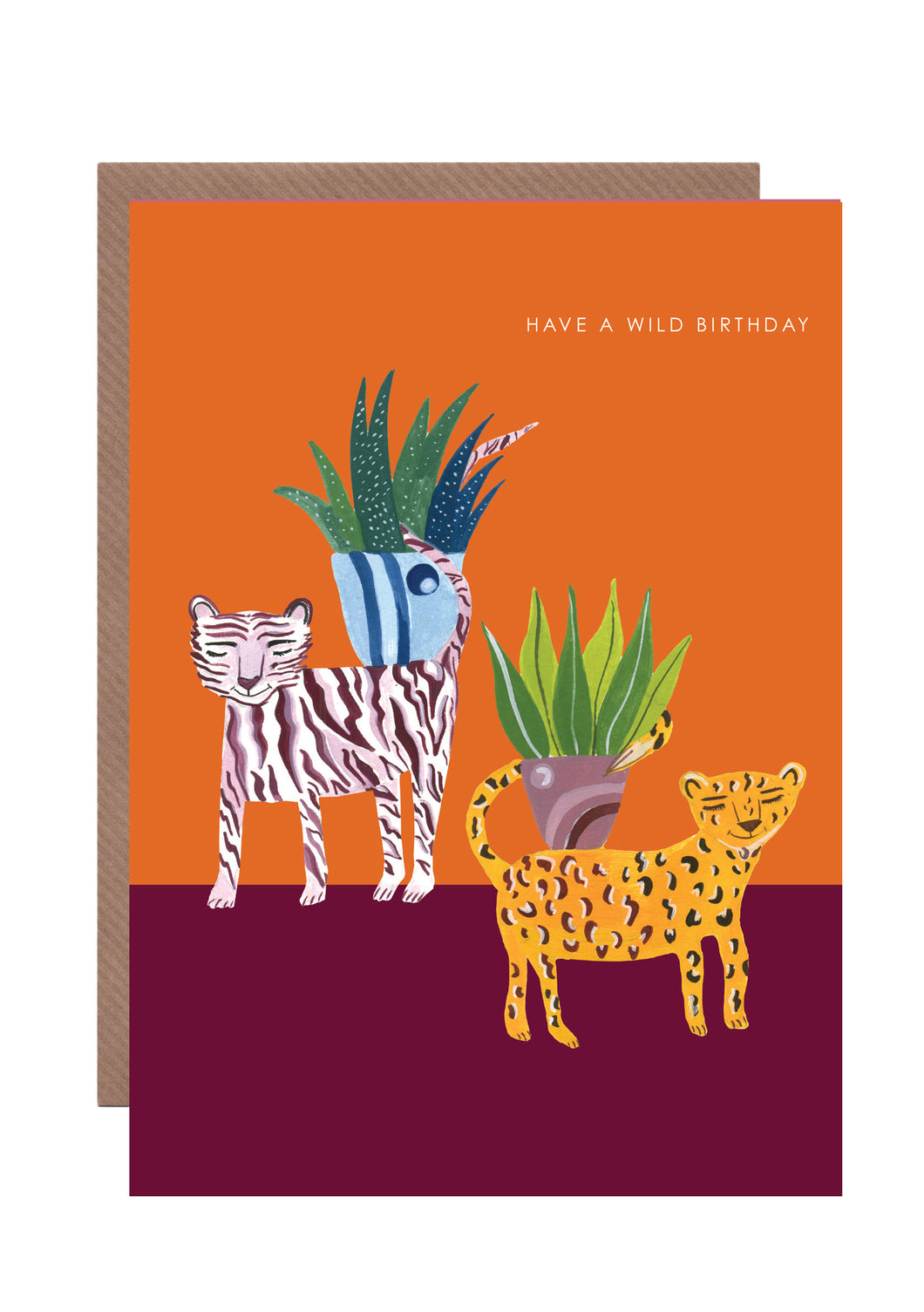 Botanical Tiger and Leopard Birthday Card